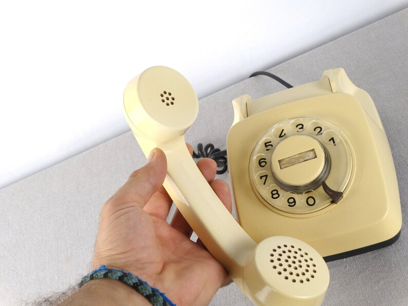 Old Telephone Rotary Phone Desk Telephone Beige Phone Landline Phone Retro Phone Bakelite Telephone Cream Telephone Bell Telephone
