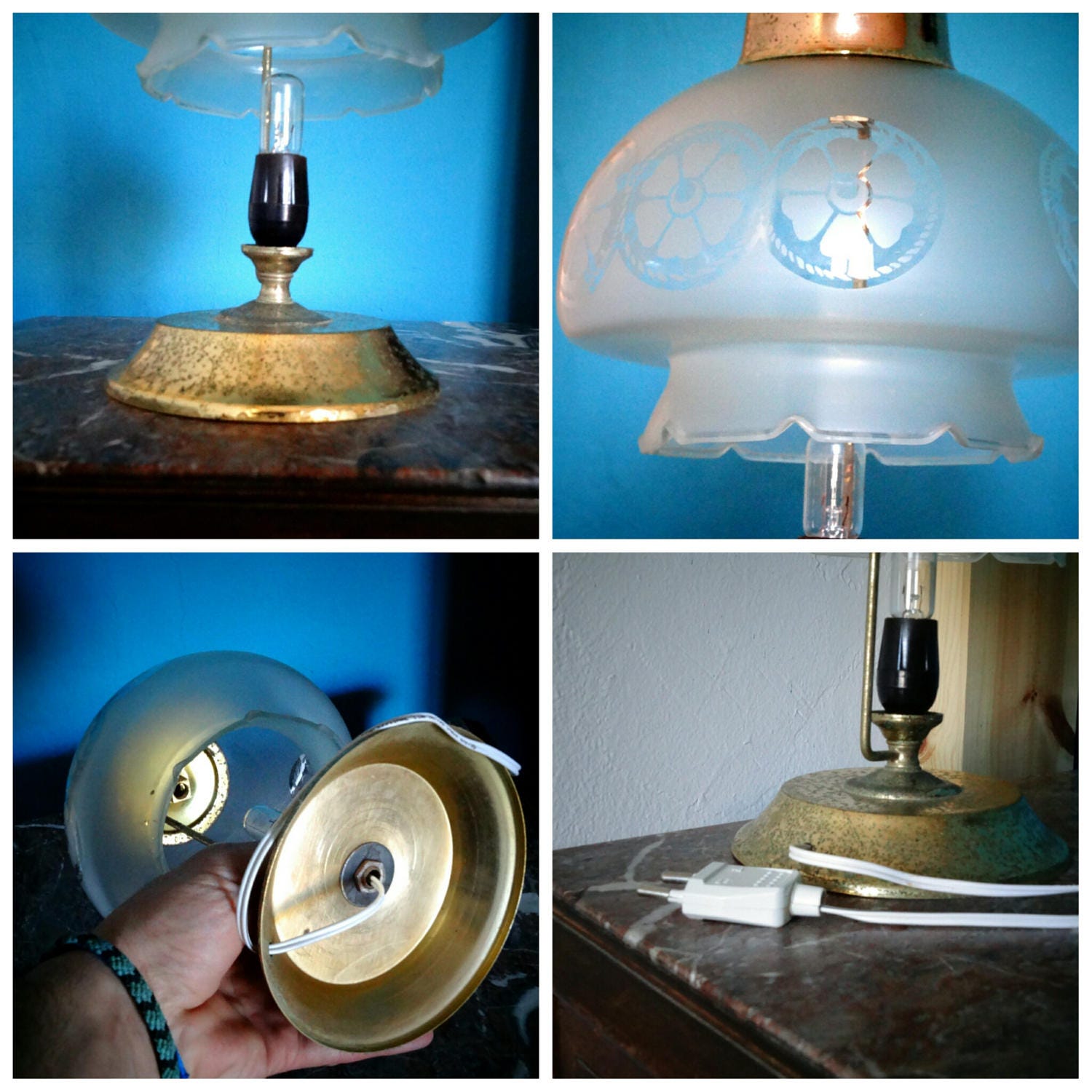 Vintage Bedside Lamp Rustic Shade Lamp Bedside Fixture | Etsy