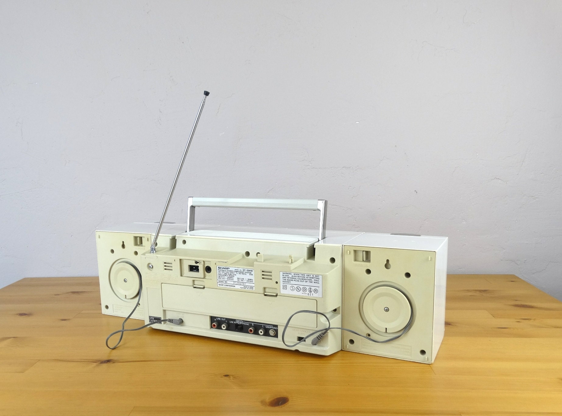 Sharp QT89HW Ghetto Blaster Vintage - Radio Cassette Portable Grise - Fonctionne
