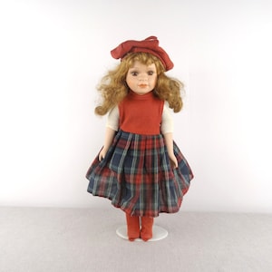 16&quot; Doll, Vintage Porcelain Doll, Old Doll, Art Doll, Blonde Doll, Art Doll, Doll on Stand, Display Doll, Retro Doll, Collector Doll, Doll