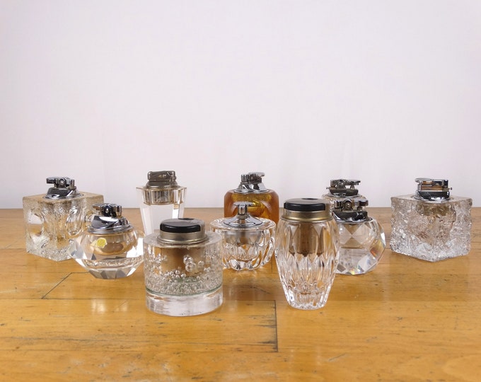 Vintage Glass Table Lighters, Lighter Parts, Glass Table Lighter, Porcelain Lighter, Old Table