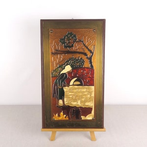 Bread Maker Decor, Repoussed Copper Wall Hanging, Copper Wall Art, Copper Repousse, Greek Folk Art, Copper Art, Embossed Copper Hanging