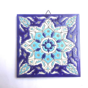 Mediterranen Fliese, Trivet Keramikfliese, Mandala-Fliese, keramischen Wandbehang, böhmische Fliese, blaue keramische Fliese, griechische Fliese, Küchenfliese, Bild 9