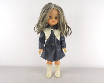 Vintage 16-inch pop, vinylpop, retro geklede pop, pop met slaperige ogen, babypop, grote pop, oude pop voor meisjes, wandelpop, verzamelpop