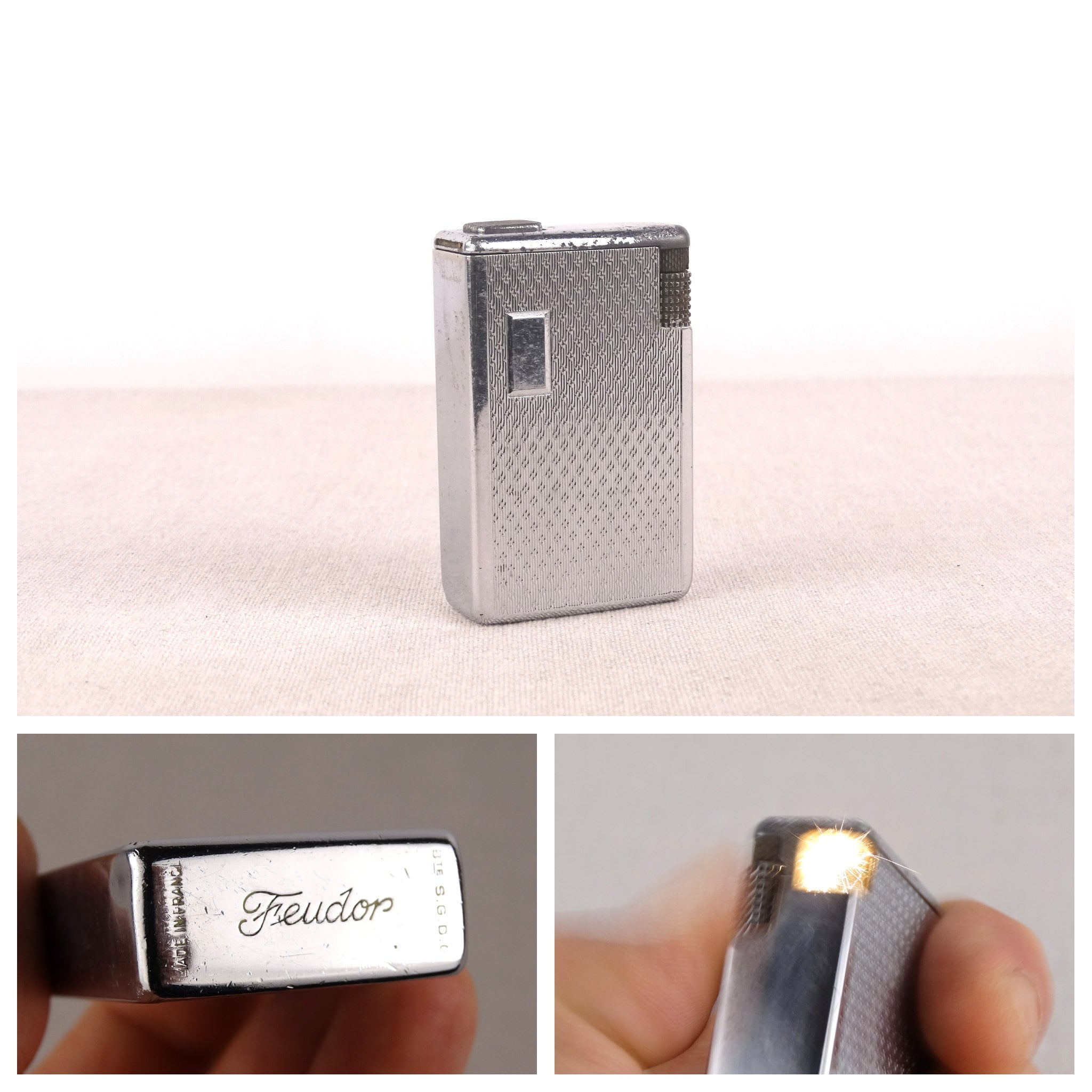 ANCIEN BRIQUET A gaz  FLAMINAIRE PARIS  Modèle galet vers 1960 EUR 2