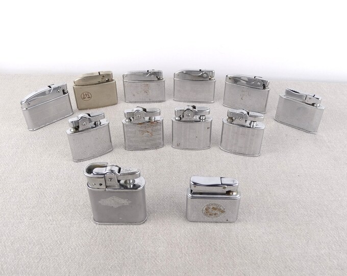 Set of 12 Lighters, Lighters Lot, Vintage Petrol Lighters, Collectible