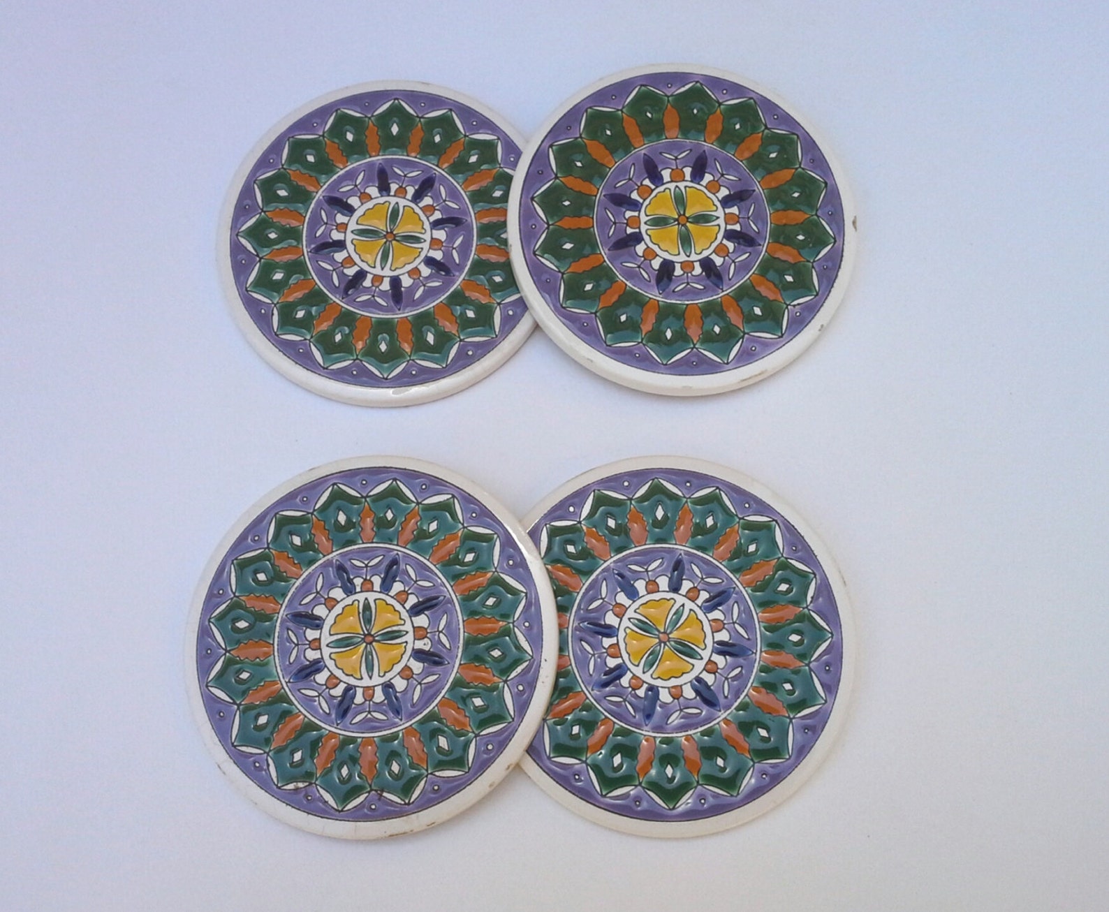 Coaster Tableware Coasters, Vintage Houseware, Retro Ceramic, Tableware Decor, Hand ...