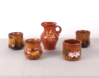 Keramik Krug mit Tassen, kleine Krug, Keramik Krug, Keramik Krug, Keramik Tassen, Krug, Keramik Tassen, Keramik Krug, Steinzeug Krug