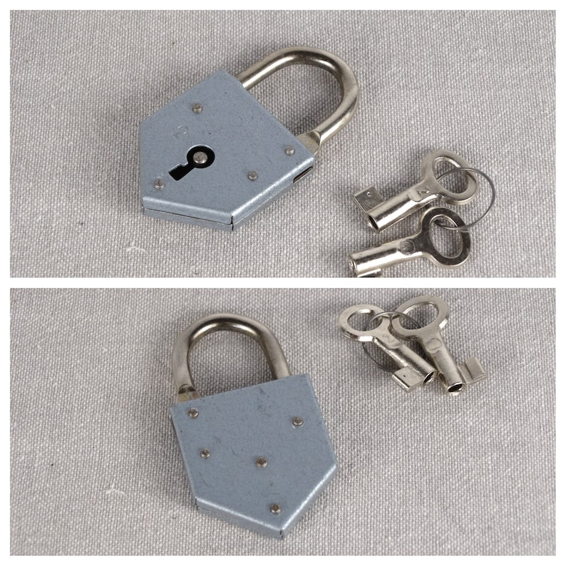 Elzett no 2 Padlock Metal Padlock Lock with Keys Old Working Padlock Antique Love Padlock Love Lock Old Lock Heart Lock Metal Lock