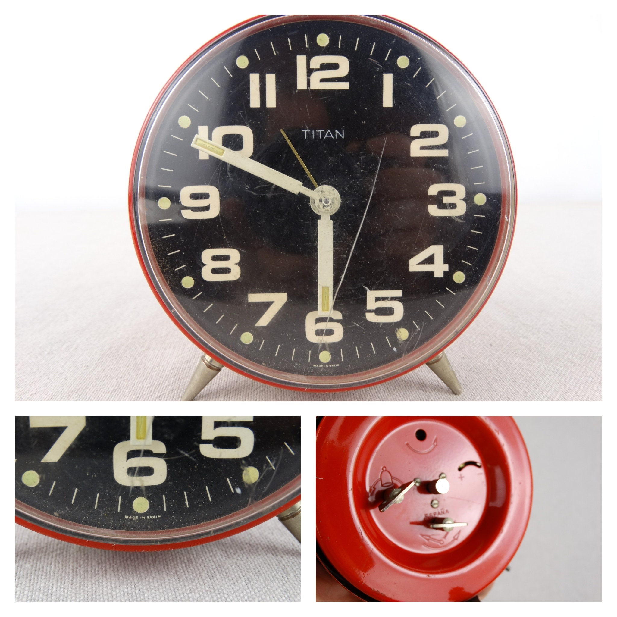 Réveil Vintage Acan Tradineur – Modèle Titan Avec Date Rabattable + Horloge Analogique – Déco Rétro Bureau Ou Chevet