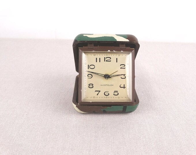 Westclox Clock, Vintage Military Clock, Travel Clock, Wind up Clock