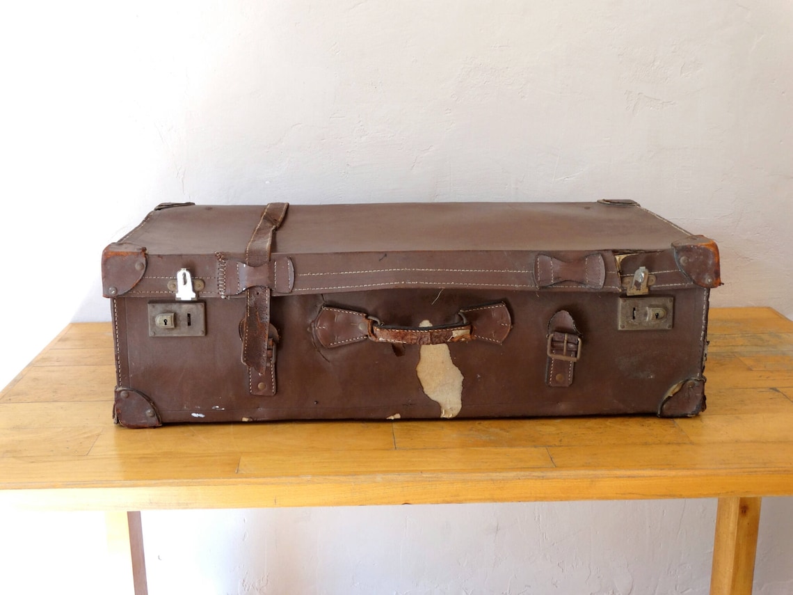 Vintage Luggage Brown Makeup Suitcase, Train Case, Repurpose, Décor