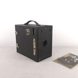 1920, Ensign 2 1/2 Box Camera, antieke fotocamera, Ensign Box Camera, Houghton Butcher Camera, 120 filmcamera, antieke RollFilm camera