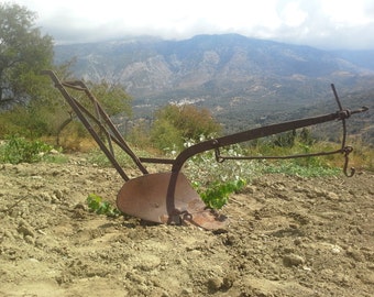Antique Plow, Primitive Outdoor Decor, Garden  Decor, Agriculture Machine, Primitive Farming, Industrial Decor, Rustic Lover Gift