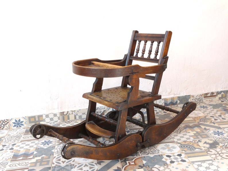 Antique Rocking Chair High Victorian Wooden Image 0