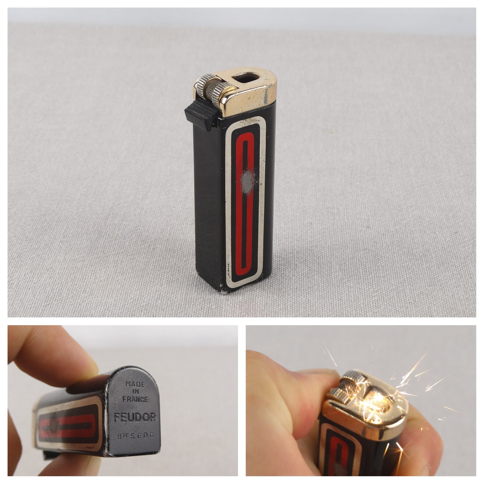 Briquet à Gaz Feudor Alfa Vintage - Avec Sa Boîte D'origine - Occasion