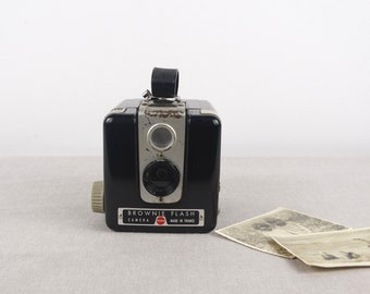 Appareil Photo Kodak Brownie Flash Camera Et Sa Sacoche D En Cuir Marron 100378327