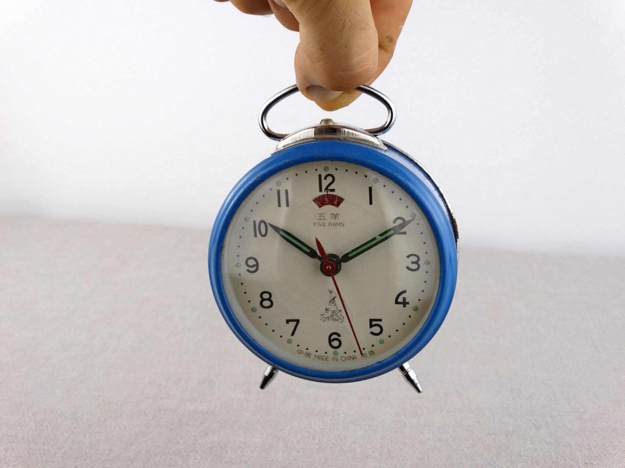 Retro Clock, Five Rams Clock, Alarm Clock, Blue Clock, Desk Clock, Old ...