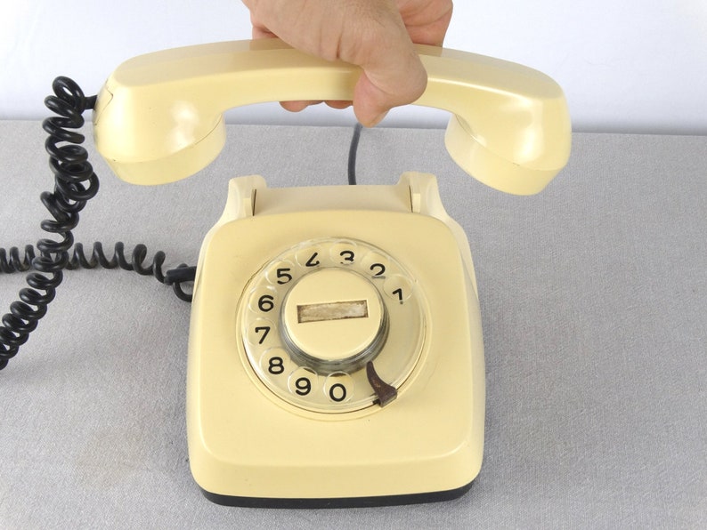Old Telephone Rotary Phone Desk Telephone Beige Phone Landline Phone Retro Phone Bakelite Telephone Cream Telephone Bell Telephone