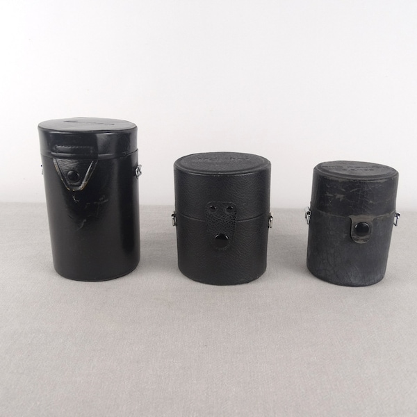 Set of Three, Vintage Lens Cases, Pentax Lens Case, Canon Lens Case, Mamiya Lens Case, Lens Pouch, Lens Holder, Camera Lens Case, Lens Bag