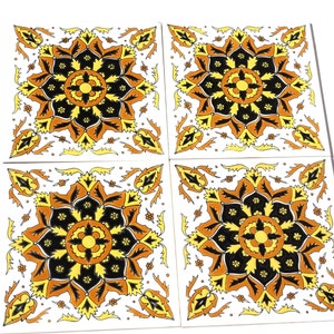 Ceramic Sticker Tiles, Ceramic Tiles, Ceramic Wall Art, Yellow Ceramic Tile, Bohemian Wall Tapestry, Ceramic Wall Tile, Sticker Tile, Tile image 1