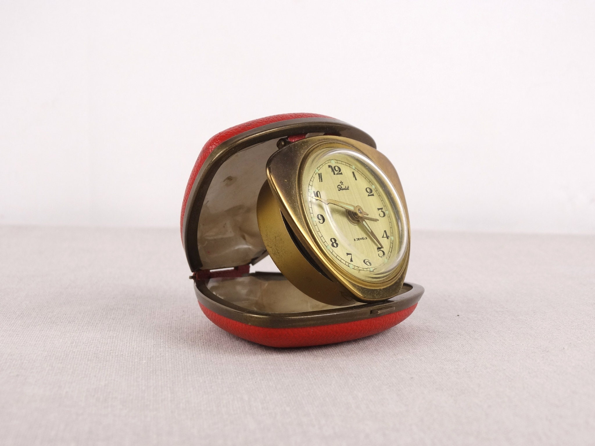 Starlet 2 Jewels Clock Triangle Clock Brass Alarm Clock Etsy UK