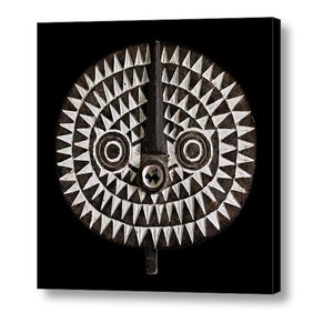 Canvas Wrap Print African Art Large Wall Art Photography Portrait of Bobo Bwa Sun Mask Ethnographic Art Image Series Monochromatic