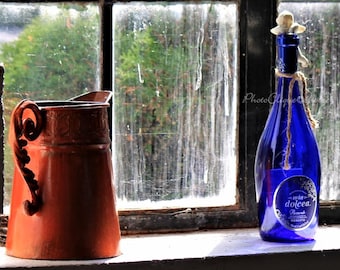 Fine Art Photography • Window Sill Still Life • Moody Image of Antiques & Collectibles • Nostalgic Rustic • High Res Print