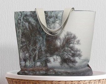 Tote Bag • Oversized Supersize Tote • Jetty of Trees design • Classy Functional Art • Cotton or Polyester Canvas • 20”W x 15”H x 4”D