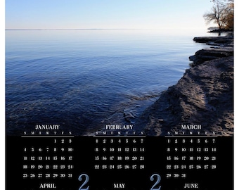 Blue Horizon • 2026 Year at a Glance Wall Calendar • Yearly Calendar • Size: 14.25x23.25 • Semi-gloss Poster Paper