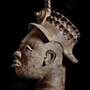 African Art • Fine Art Photography • Ethnographic Art Image Series • Portrait of Bronze Ife Yoruba Royal Head • Tribal Art • High Res Print