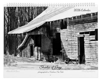 Calendar • Shades of Grey • 2026 Monthly Wall Calendar • Wall Art • 4 Seasons Nature Landscape Black & White • Fine Art Photography