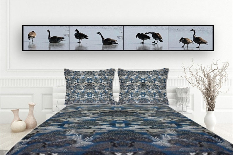 Fine Art Photography • Panoramic Wall Art • Mates for Life • Multi-Image Panel of Pair of Canada Geese • Winter Nature • High Res Print image 6
