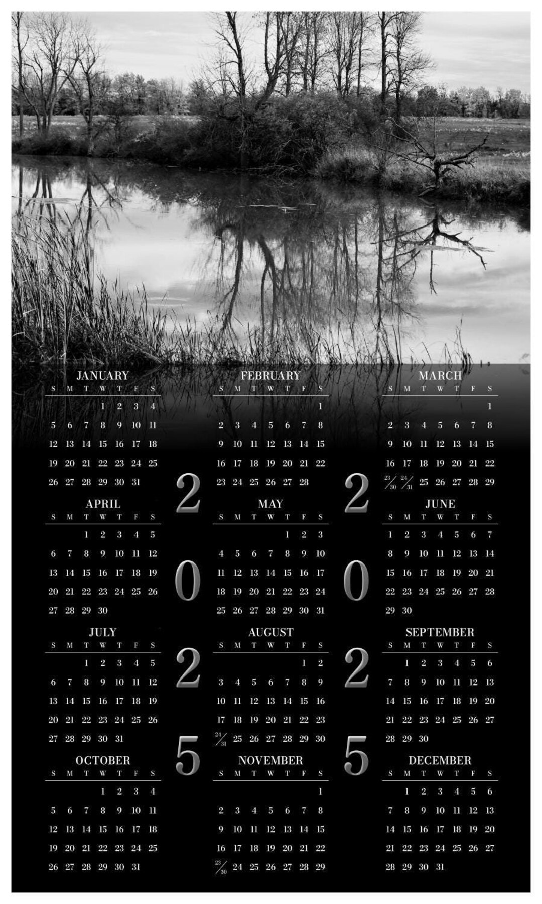 Shaver Creek 2025 Year at a Glance Wall Calendar Yearly Calendar Size