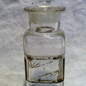 Apothecary Jar with Stopper, Empty Chemical Bottle, Vintage Old American Pharmacy Medicine Salvage