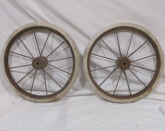 Carriage or Wagon or Cart or Buggy or Go-Cart Wheels, Vintage PAIR, Farm or Barn Rusty Salvage