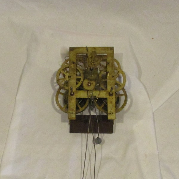 Clock Mechanism or Movement, E. N. Welch, Antique Brass, Salvage Chic, 19th Century Steampunk Timepiece