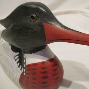 American Folk Art, Hand Painted Wood Duck, Signed Jake Werhel (?), Vintage Duck Figurine
