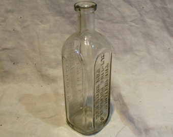 Glass Bottle, Antique Clear Embossed Bottle, Dr. Peter Fahrney The Reliable, Old Quack Medicine Glass Salvage, Chicago