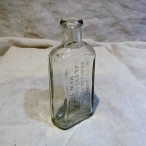 Glass Bottle, Antique Clear Embossed Bottle, Liquid Stove Polish Company, J.L. Prescott Company, New York, Old Factory Glass Salvage