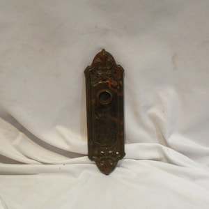 Door Latch Plate, Antique Door Lock Hardware, Art Nouveau Old Doorknob Back Plate, Architectural Salvage Escutcheon Hardware