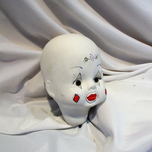 Vintage Hand Painted Bisque Clown Doll Head - Norma Meggie 1983