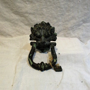 Door Knocker, Lion&#39;s Head, Very Old Heavy Metal Architectural Salvage Door Hardware