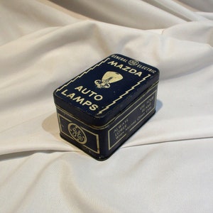 General Electric Mazda Auto Lamps and Original Tin with No Bulbs, Vintage Car Parts Salvage