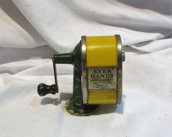 Ever Handy Antique Pencil Sharpener: Mid Century Desk Mount