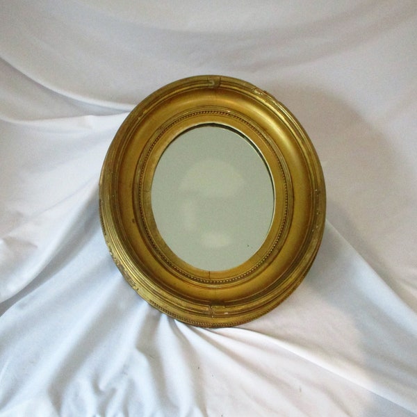 Gilded Oval Wood Rectangular Deep Picture Frame or Mirror, 19th Century Neoclassical, Versatile Size, Great Art Salvage