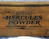 Blasting Caps Box, Antique Box, Old Wood Mining Crate, Hercules Powder Company, Factory Advertising