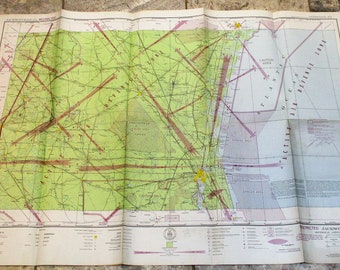1945 Nebraska Airspace Vintage Flight Chart Map Aeronautical Map Vintage Pilot/'s Map Lincoln and Platte River Omaha