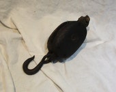 Antique Pulley, Old Metal and Wood Farm and Barn Salvage, Industrial Factory Chic