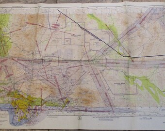 Vintage Pilot/'s Map Aeronautical Map 1944 Vintage Flight Chart Map Vectors St Louis to Kansas City